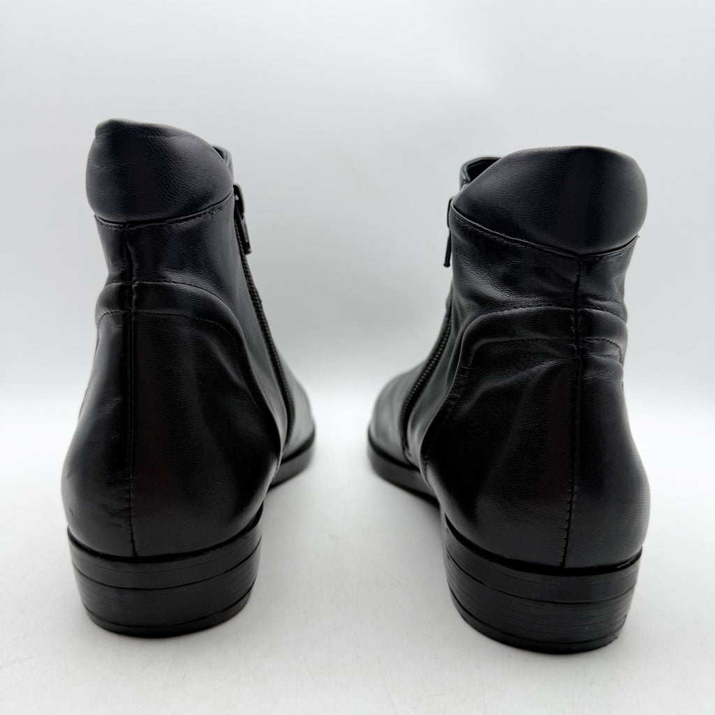 David Tate Womens Ania Ankle Bootie US 8.5 Wide Black Leather NWOB