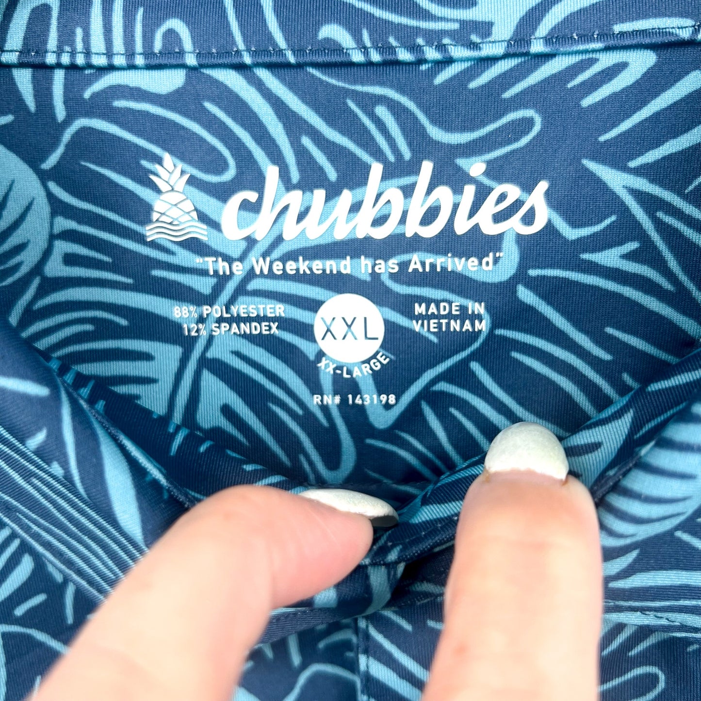 CHUBBIES Mens Performance Polo Shirt XXL Navy Blue Dyed And True Print SS NWT