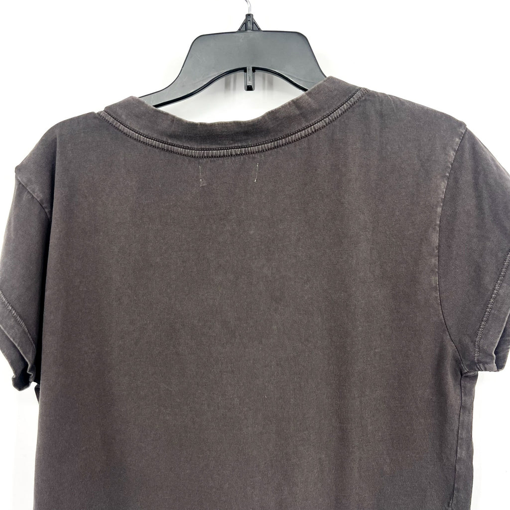 L*SPACE Women's West Coast Top Large Ash Short Sleeve V Neck Tshirt NWT