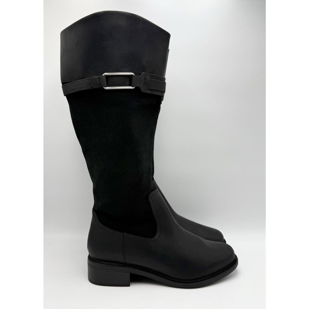 Clarks Womens Maye Carly Knee High Boots Size 9.5 Wide Black Leather NWOB