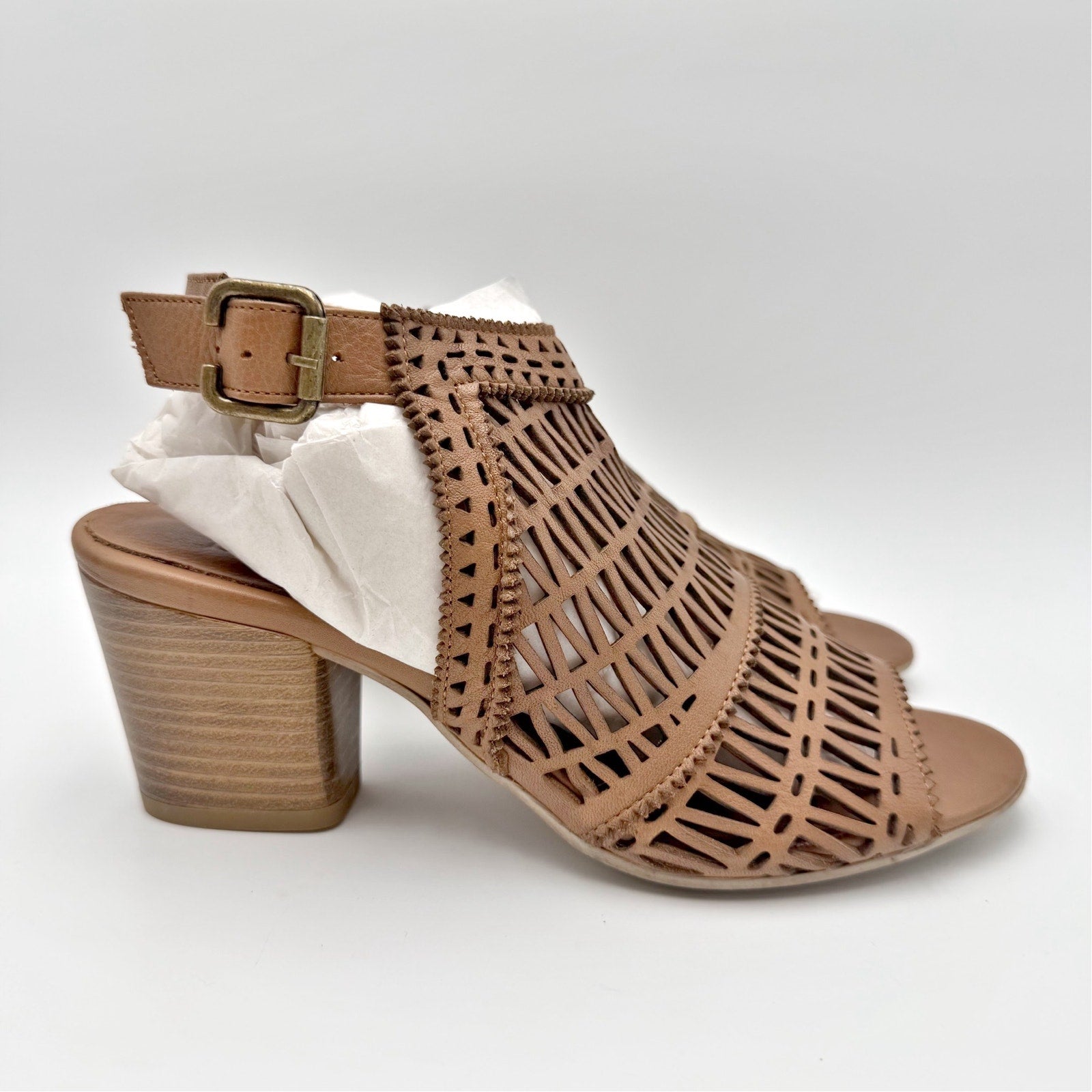 Bueno Womens Candice Heeled Sandals EU 39 US 9 Brown Leather NIB