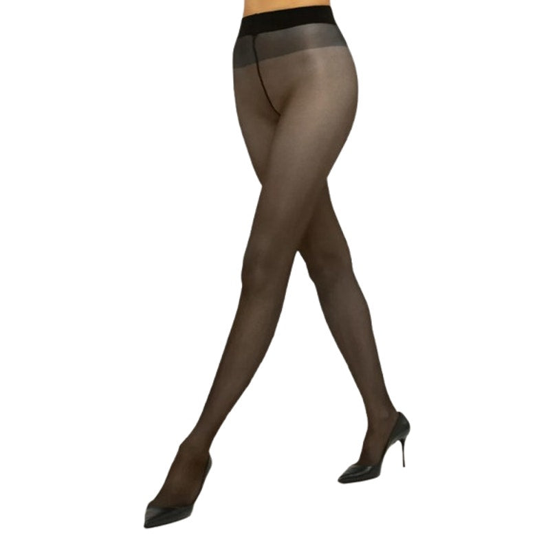 WOLFORD Women's Satin Touch 20 Tights Small Black Soft Cacao Shimmering NWT