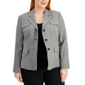Le Suit Womens Flap-Pocket Contrast Suit Jacket Size 18 Grey Pattern Blazer NWT
