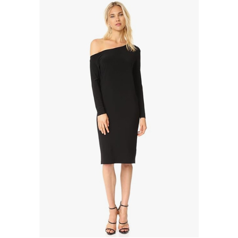 NORMA KAMALI Women's Drop Shoulder Dress Medium FR 38 Black Long Sleeve NWT