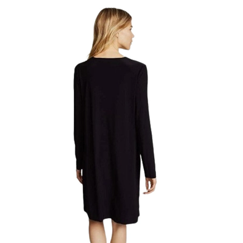 NORMA KAMALI Women's Long Sleeve Shift Dress Small Black Stretch Crewneck NWOT