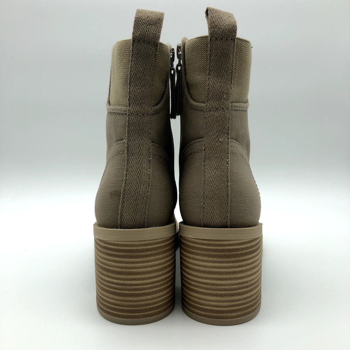 Dolce Vita Womens Combat Boots Size 9 Tan Canvas Stacked Heel NWOB