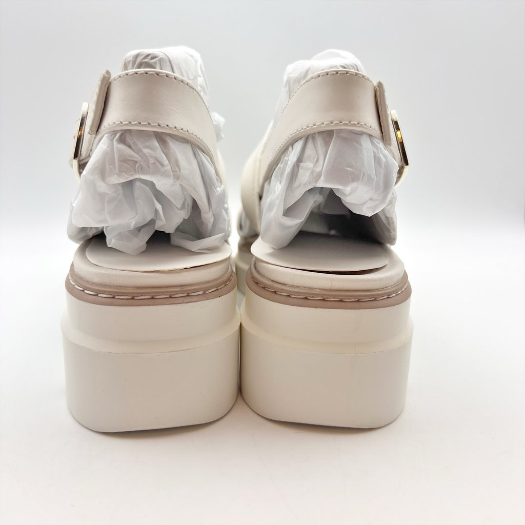 Naturalizer Womens Darry-Sling Sandals Size 8.5 M White Leather Lug Sole NIB