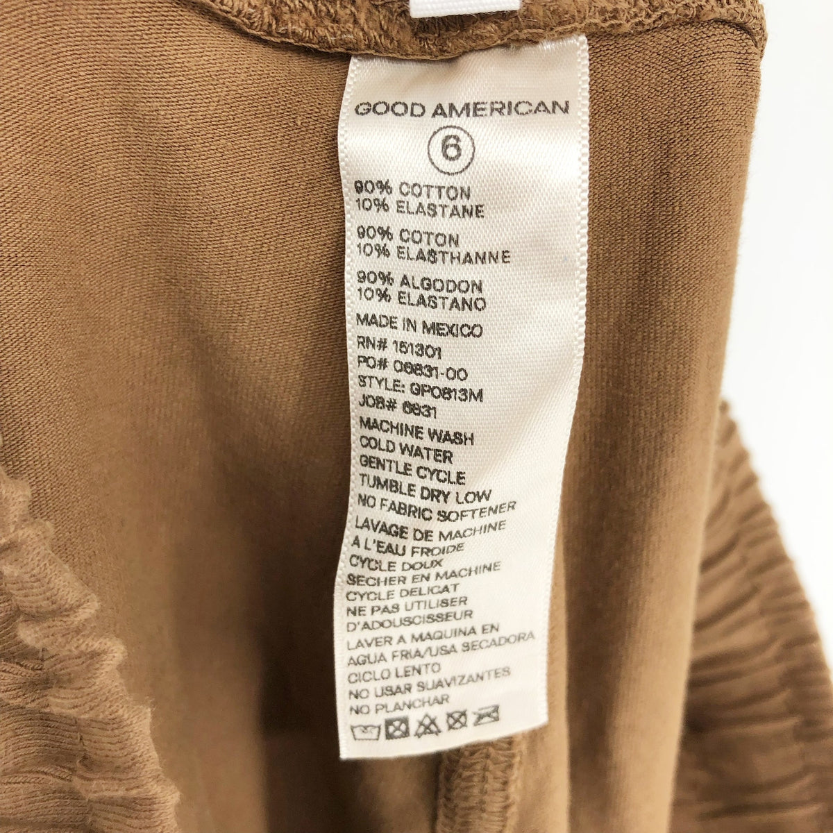 GOOD AMERICAN Essential Tie-Waist Leggings 3XL Tan Sepia Cotton Jersey NWT