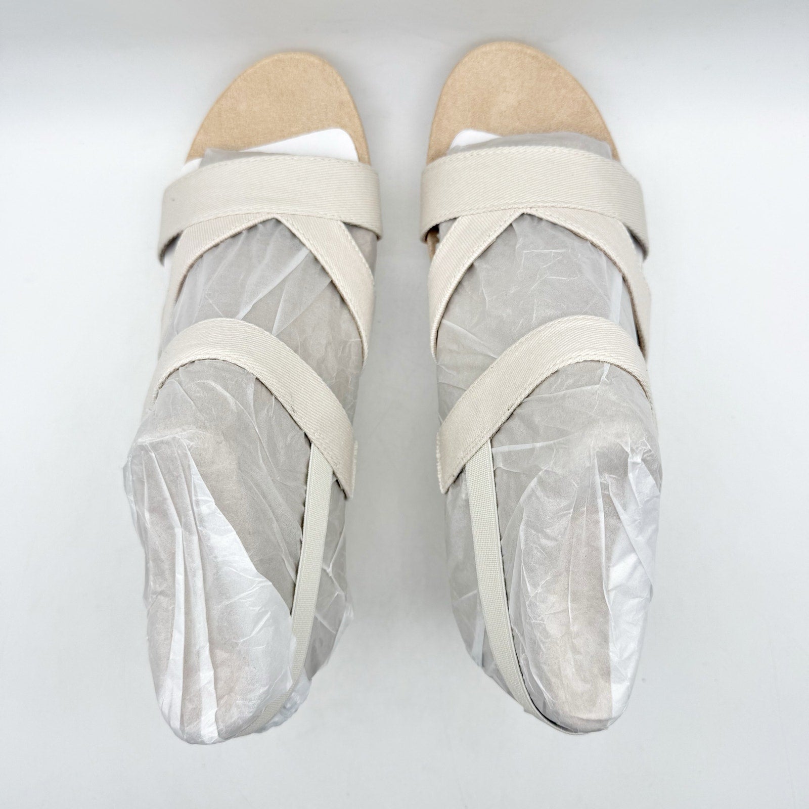 LifeStride Womens Danita Wedge Sandals US 9.5 Bone Off White Canvas NIB