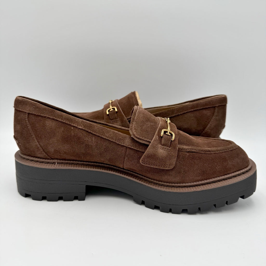 Sam Edelman Womens Lea Platform Loafers Size 8.5 M Brown Suede NIB
