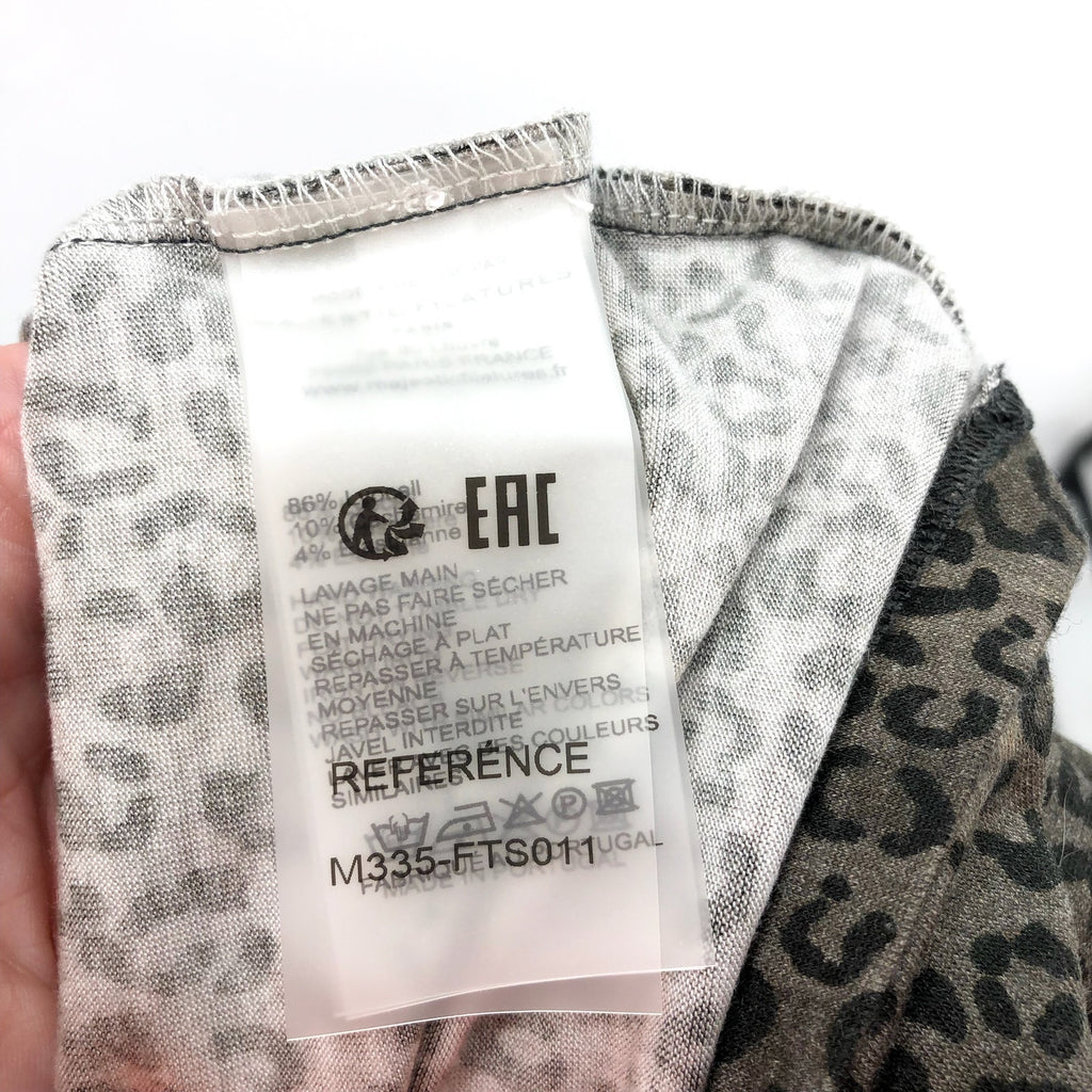 MAJESTIC FILATURES Womens Cashmere Turtleneck Large Size 4 Khaki Cheetah NWT