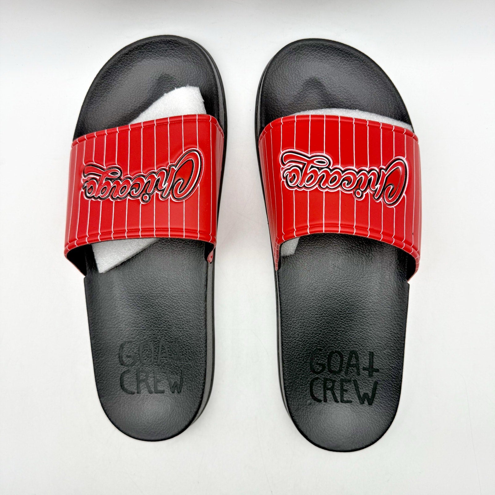 73 Studio Mens Chicago Sandals US 10 EU 43 Red Black Slides Rubber NWOB