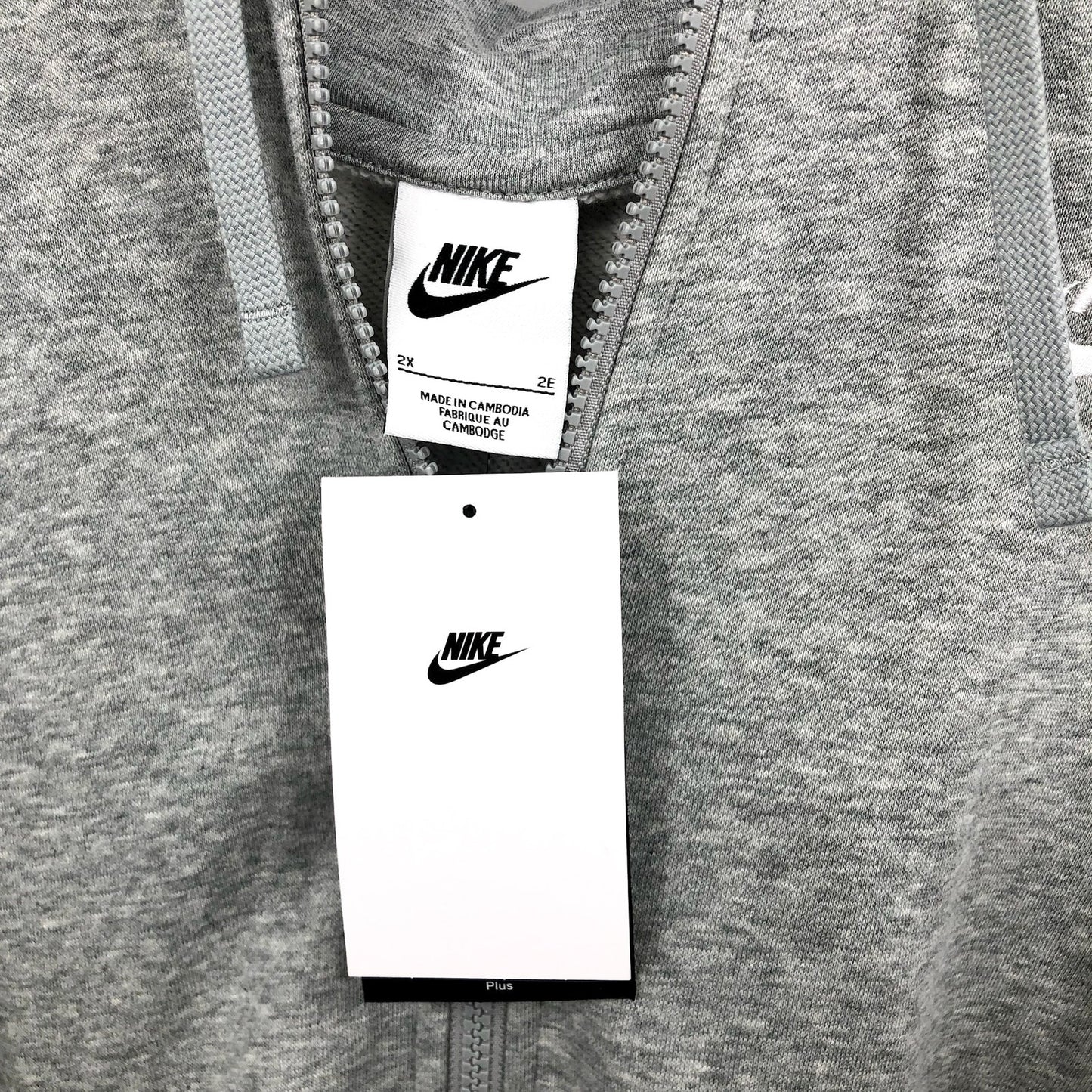 NIKE Womens Sportswear Club Fleece Full-Zip Hoodie 2X Grey Sweatshirt NWT