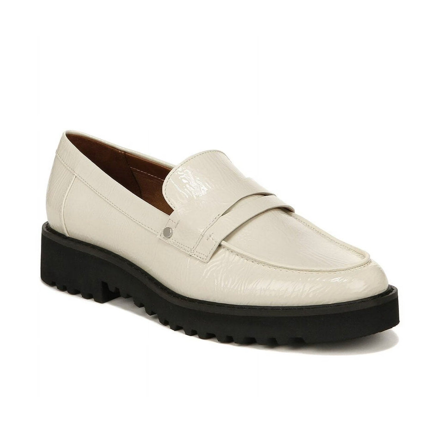 Franco Sarto Womens Cassandra Loafers US 9 M Cream White Patent Leather NIB
