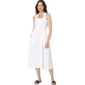 TOMMY HILFIGER Women's Solid Smocked Midi Dress Small Bright White Cotton NWT