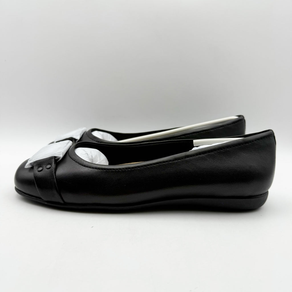 Trotters Womens Sizzle Signature Flat Size 8.5 WW Black Leather Slip On NIB