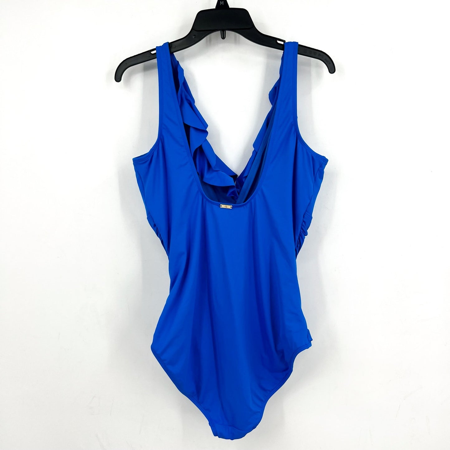 LAUREN RALPH LAUREN Ruffle One Piece Swimsuit Size 16 Royal Blue Beach Club NWT