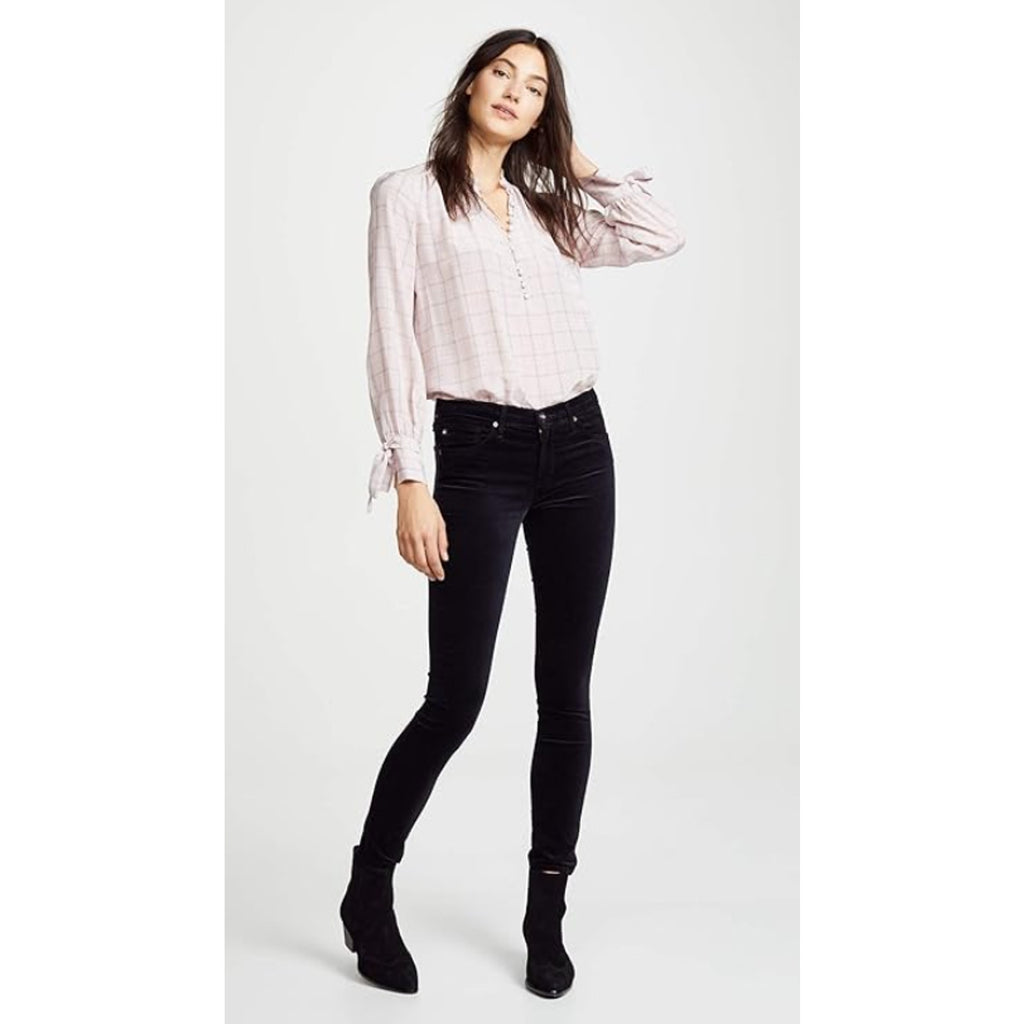 AG ADRIANO GOLDSCHMIED The Legging Velvet Jeans 24R US 00 Black Skinny NWT