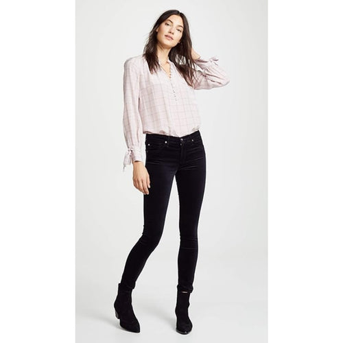 AG ADRIANO GOLDSCHMIED The Legging Velvet Jeans 24R US 00 Black Skinny NWT