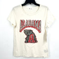 47 BRAND Womens Alabama Crimson Tide Graphic Tee Small Cream Short Sleeve NWT