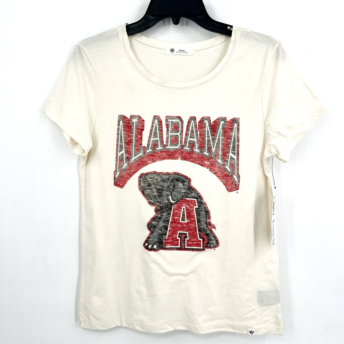 47 BRAND Womens Alabama Crimson Tide Graphic Tee Small Cream Short Sleeve NWT