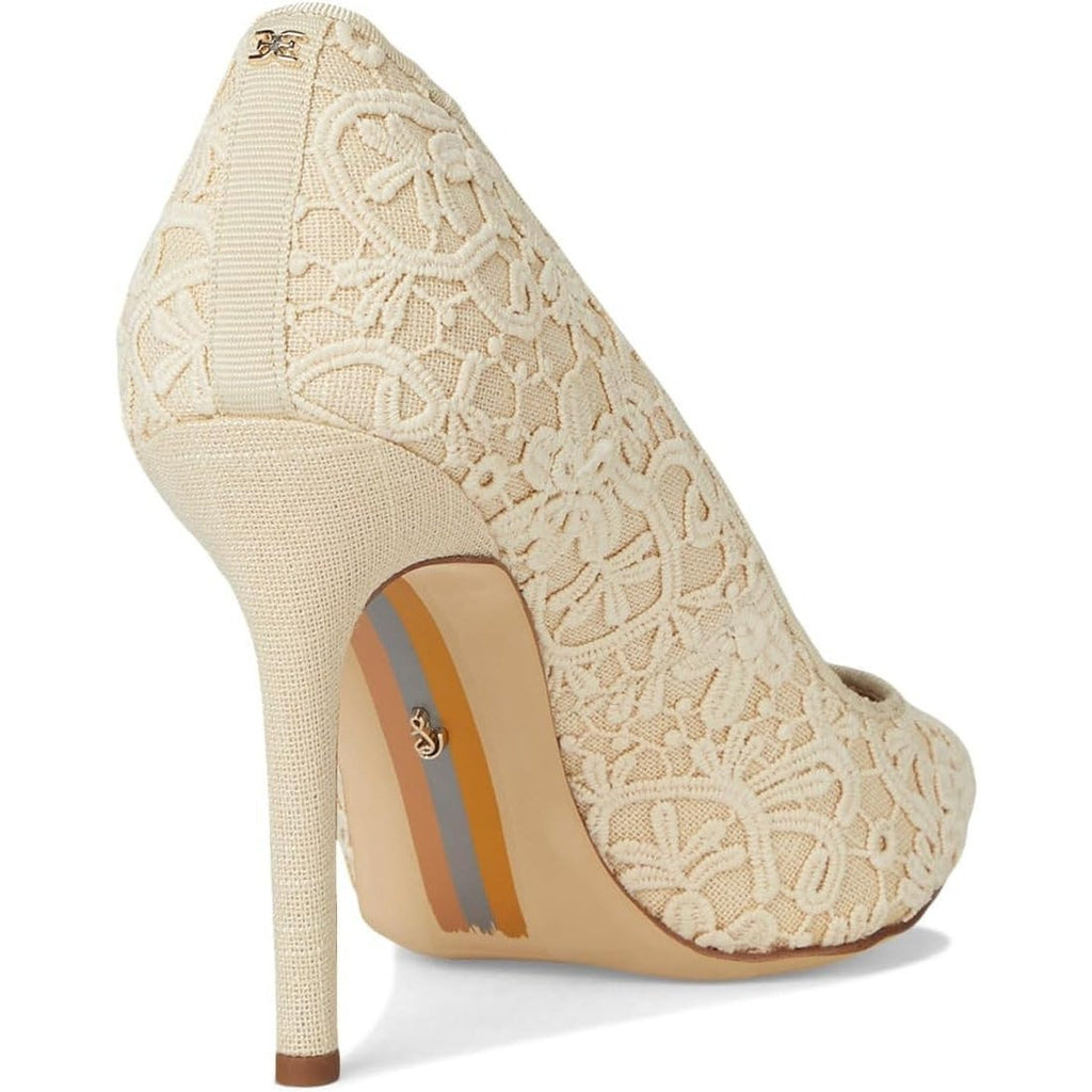 Sam Edelman Womens Hazel Pointed Toe Pumps Size 7 Wide EU 37 Ivory Lace NIB
