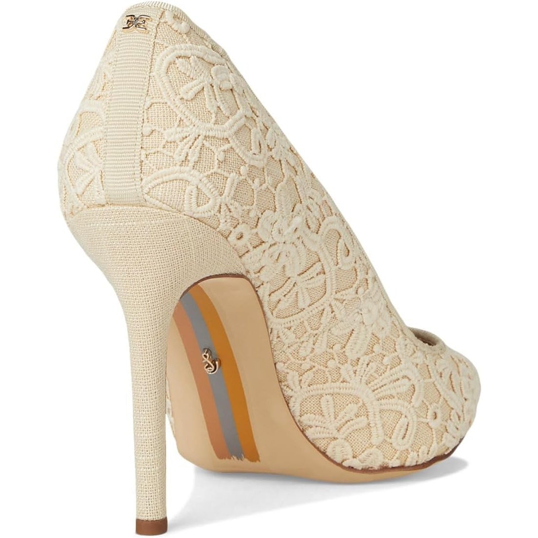 Sam Edelman Womens Hazel Pointed Toe Pumps Size 7 Wide EU 37 Ivory Lace NIB