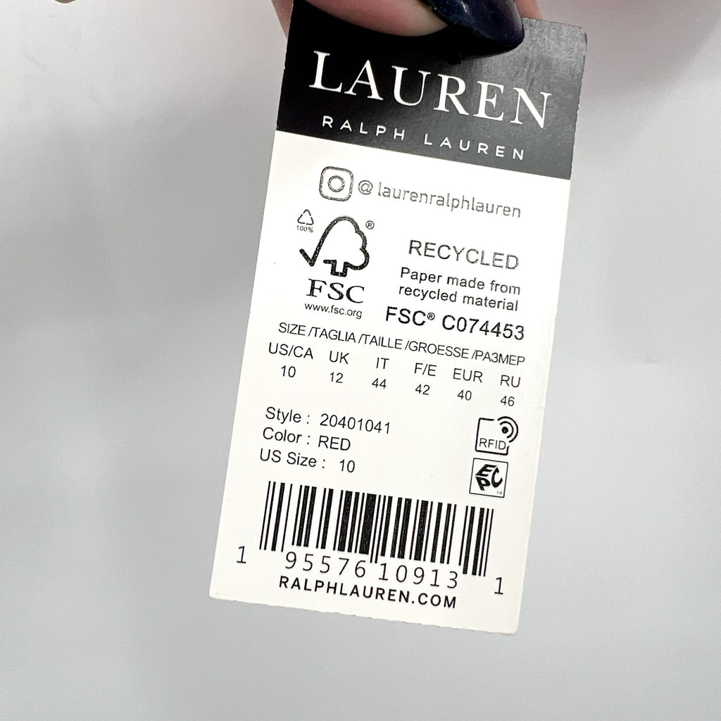 LAUREN RALPH LAUREN Toggle V Neck Bikini Top Size 10 Red Beach Club Solids NWT