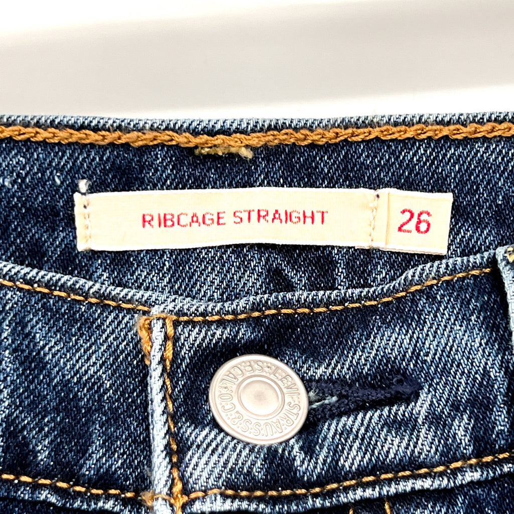 Levi's Womens Ribcage Straight Jeans 26x32 SIZE 2 Valley View 790780007 NWOT