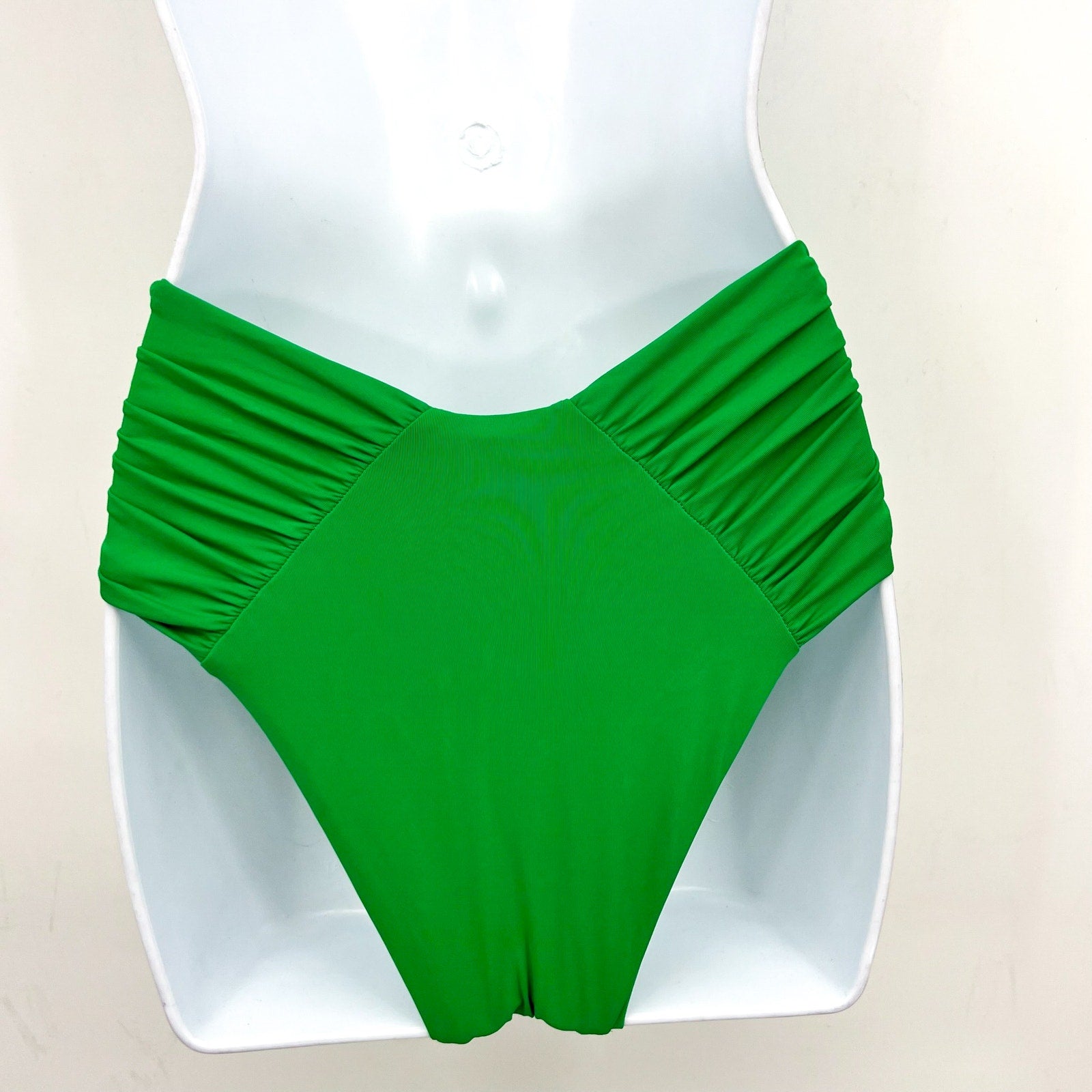 BECCA Color Code French Cut Bikini Bottom Small Emerald Green Shirred NWT
