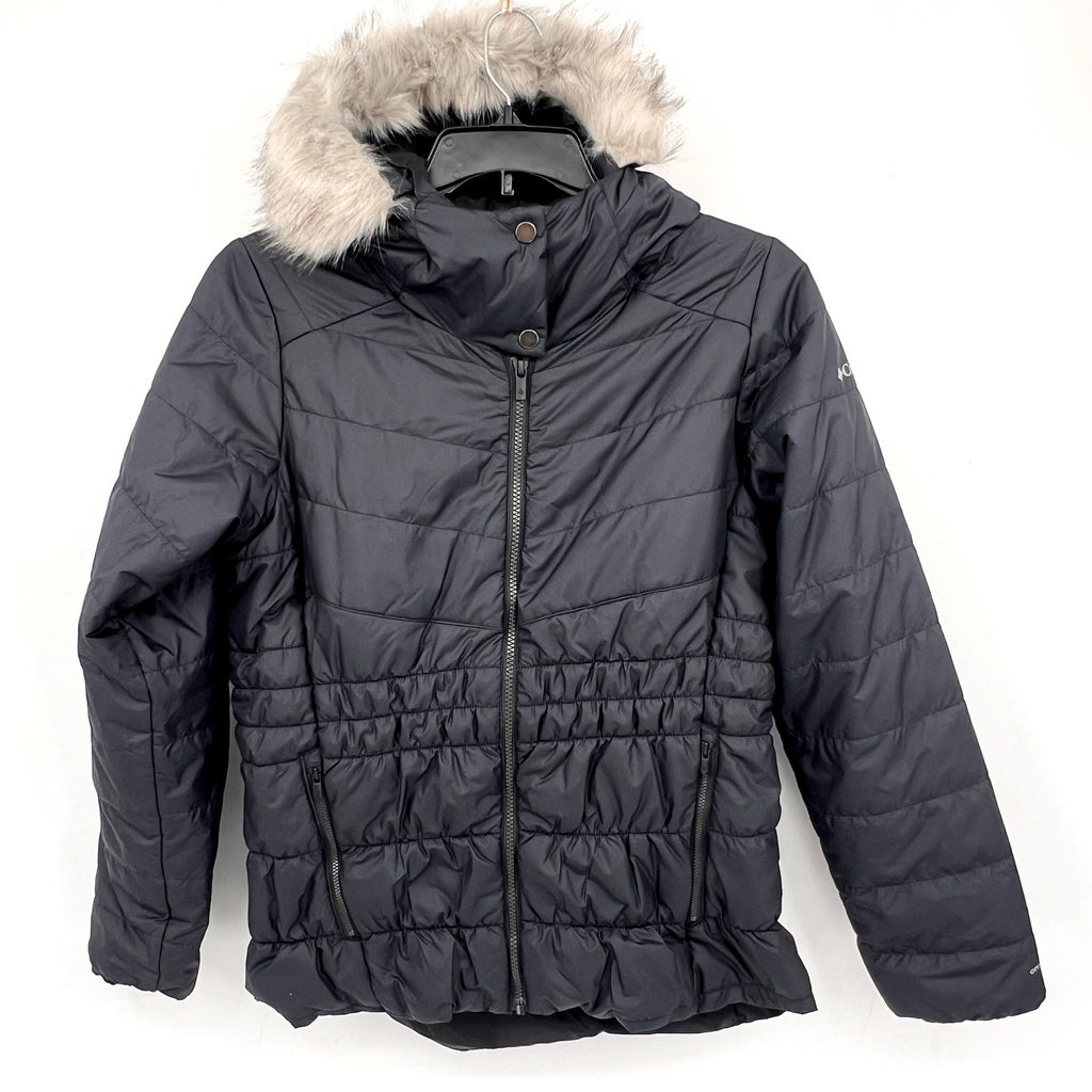 COLUMBIA Women's Sparks Lake III Jacket Medium Black Faux Fur Hood NWOT