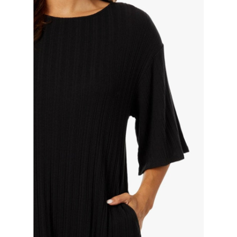 SKIN Women's Pima Robin Caftan Size 3 Large Black Cotton Rib Loungewear NWT