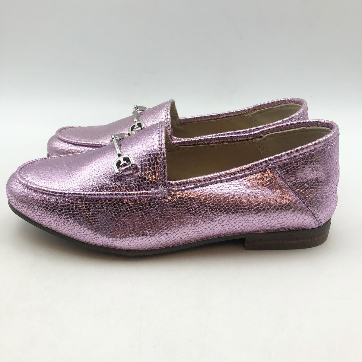 Sam Edelman Girls Loraine Slip On Loafers Kids Size 12 Metallic Lilac Purple NIB