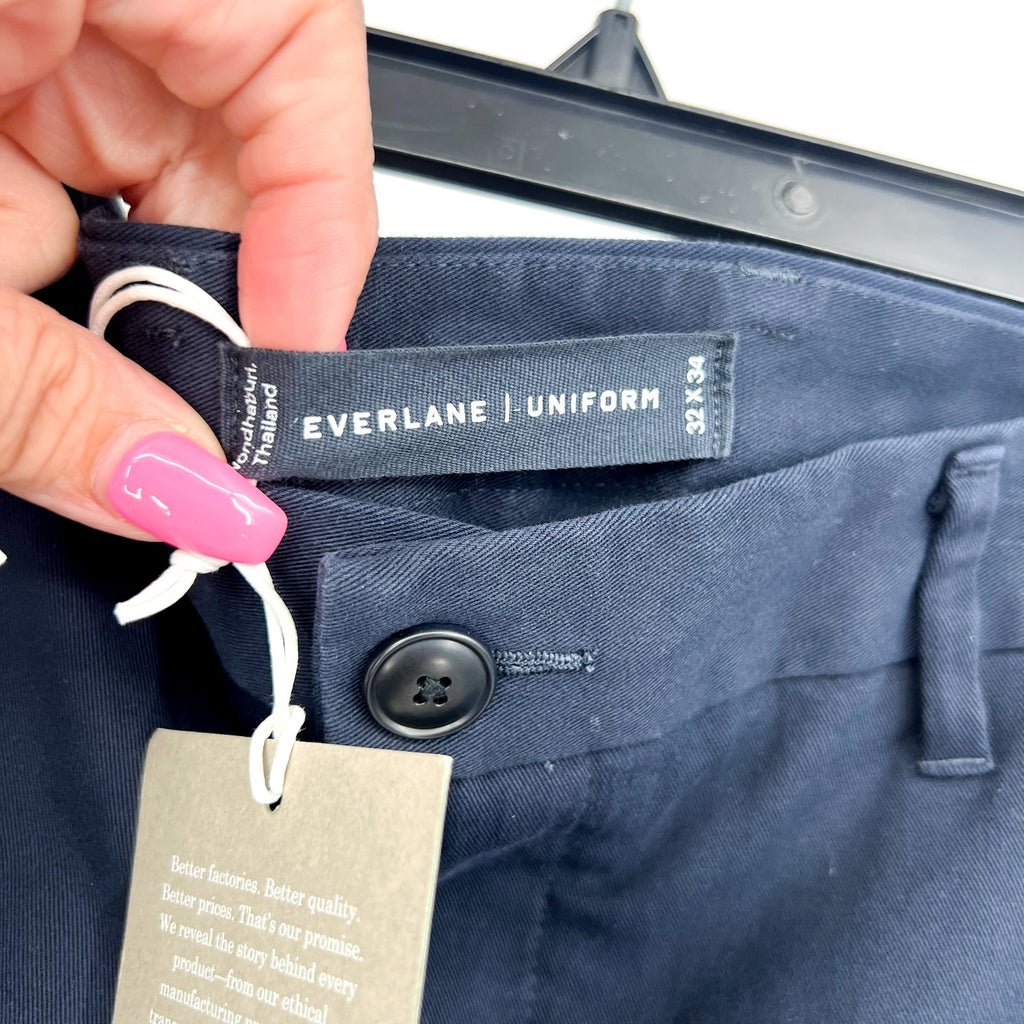 EVERLANE UNIFORM Men's The Performance Chino 32x34 Navy Blue Pants NWT