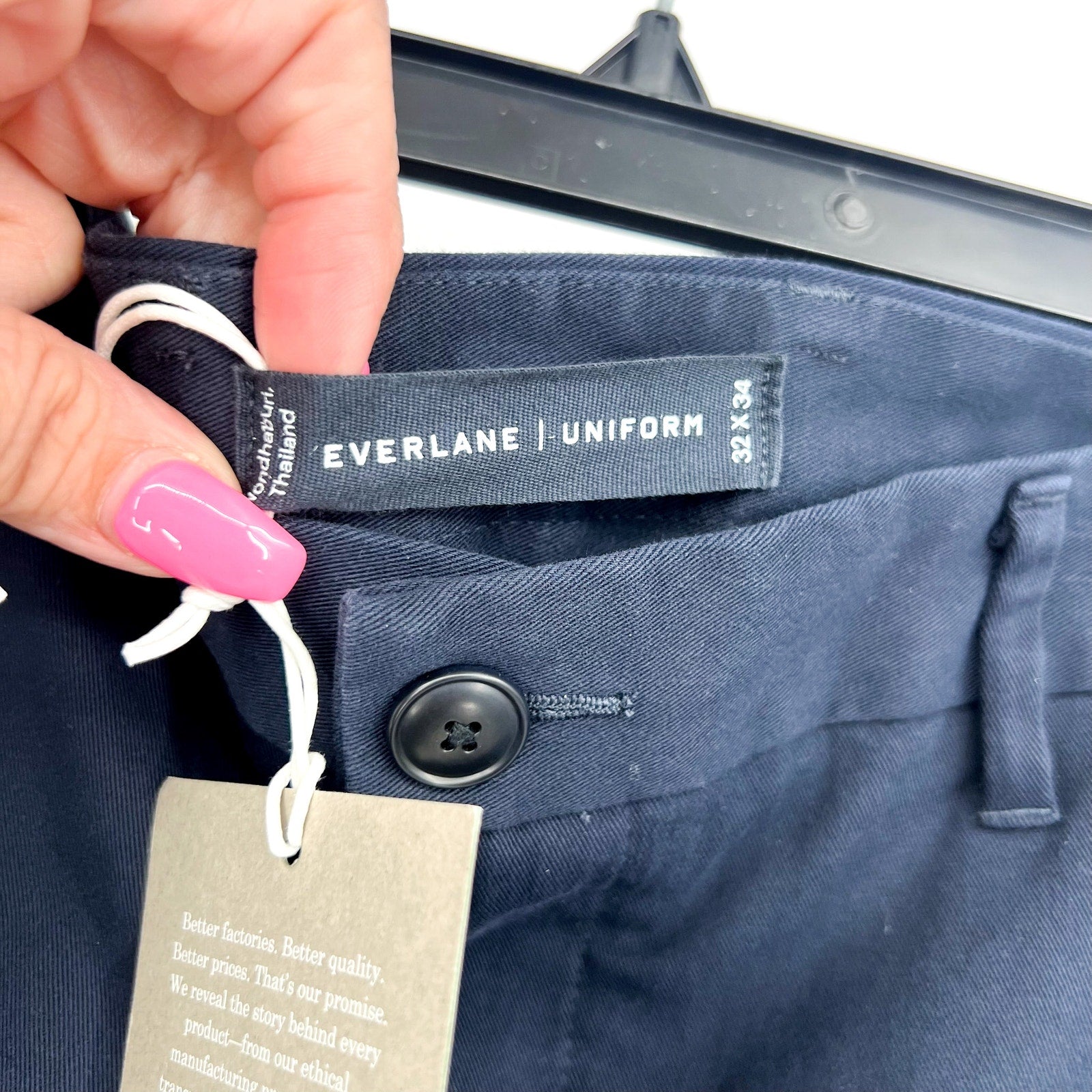 EVERLANE UNIFORM Men's The Performance Chino 32x34 Navy Blue Pants NWT