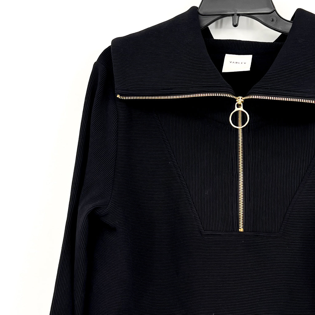 VARLEY Women's Vine Ottoman Half Zip Pullover Small Black Sweatshirt NWOT