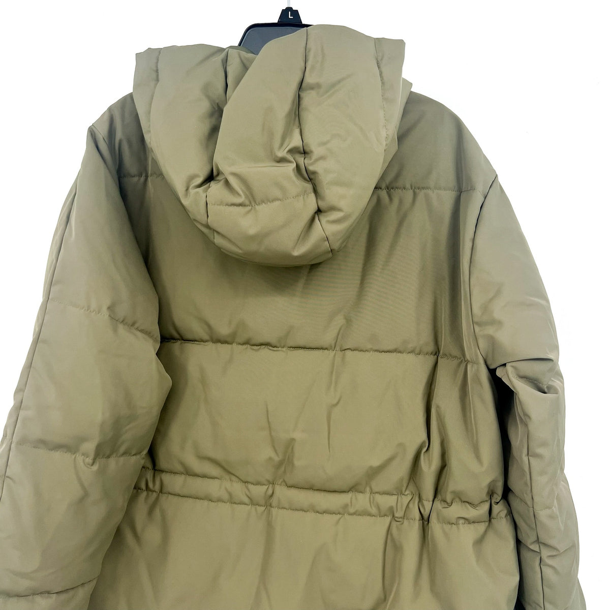 EVERLANE Women's The ReNew Long Puffer Jacket XS Army Green Hood Coat NWT