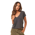 L*SPACE Women's West Coast Top Large Ash Short Sleeve V Neck Tshirt NWT