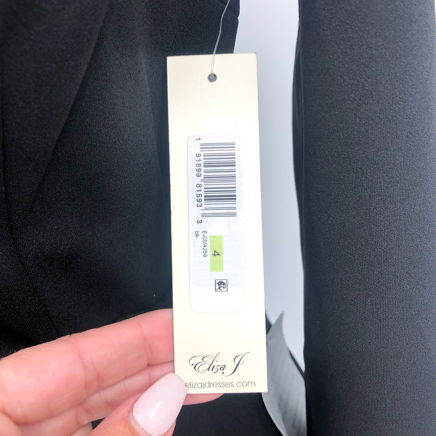 ELIZA J Womens Wrap Tuxedo Gown Size 4 Black Scuba Crepe Long Sleeve NWT