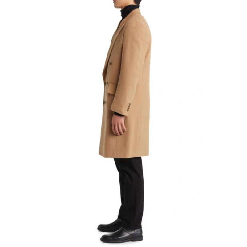 Nordstrom Mens Double Breasted Overcoat Medium Tan Dale Wool Cashmere NWT