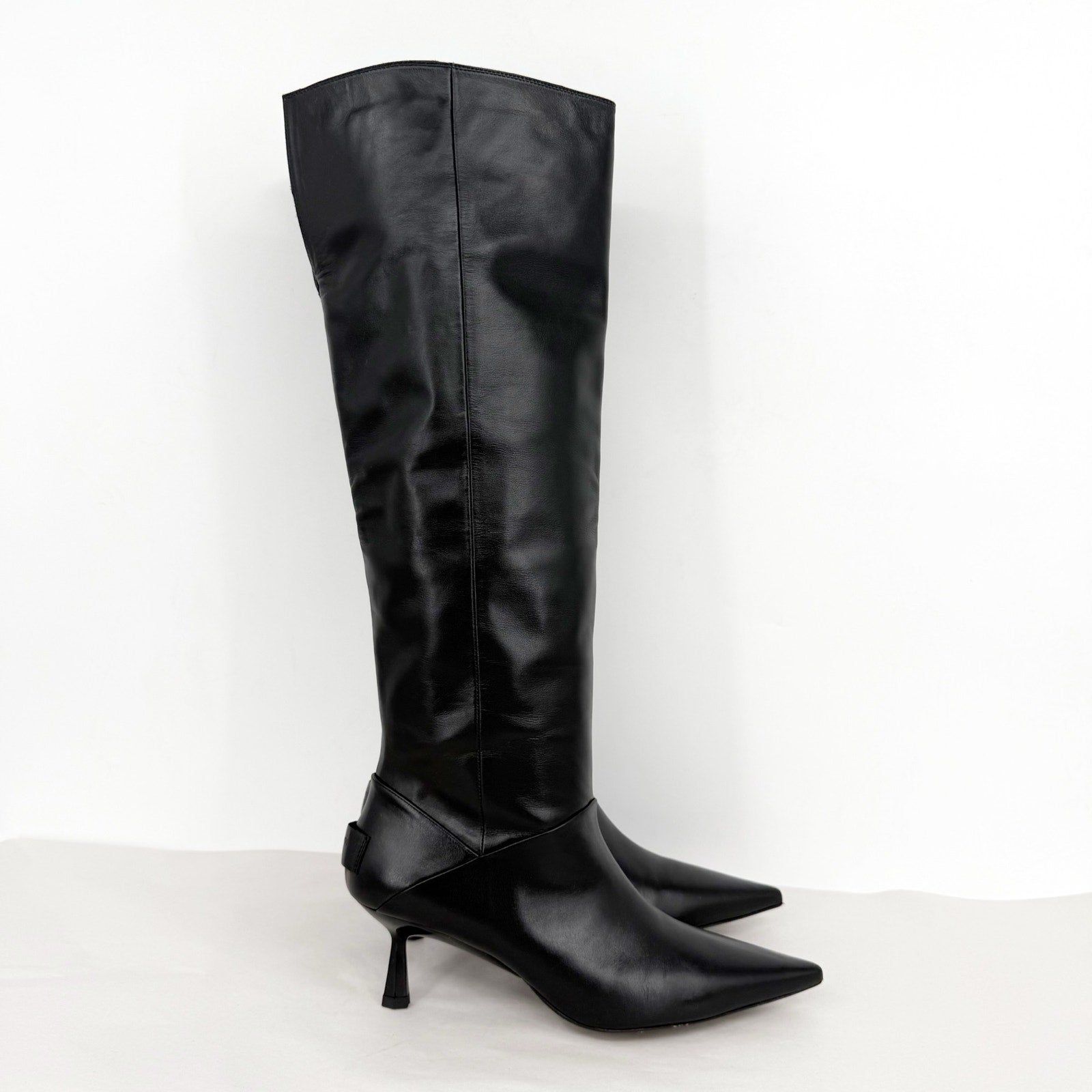 AllSaints Womens Odyssey Over-The-Knee Boots US 9 M Black Leather NWOB