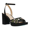 Betsey Johnson Womens Kirra Platform Heel Sandals US 8.5 Black Floral Beaded NIB