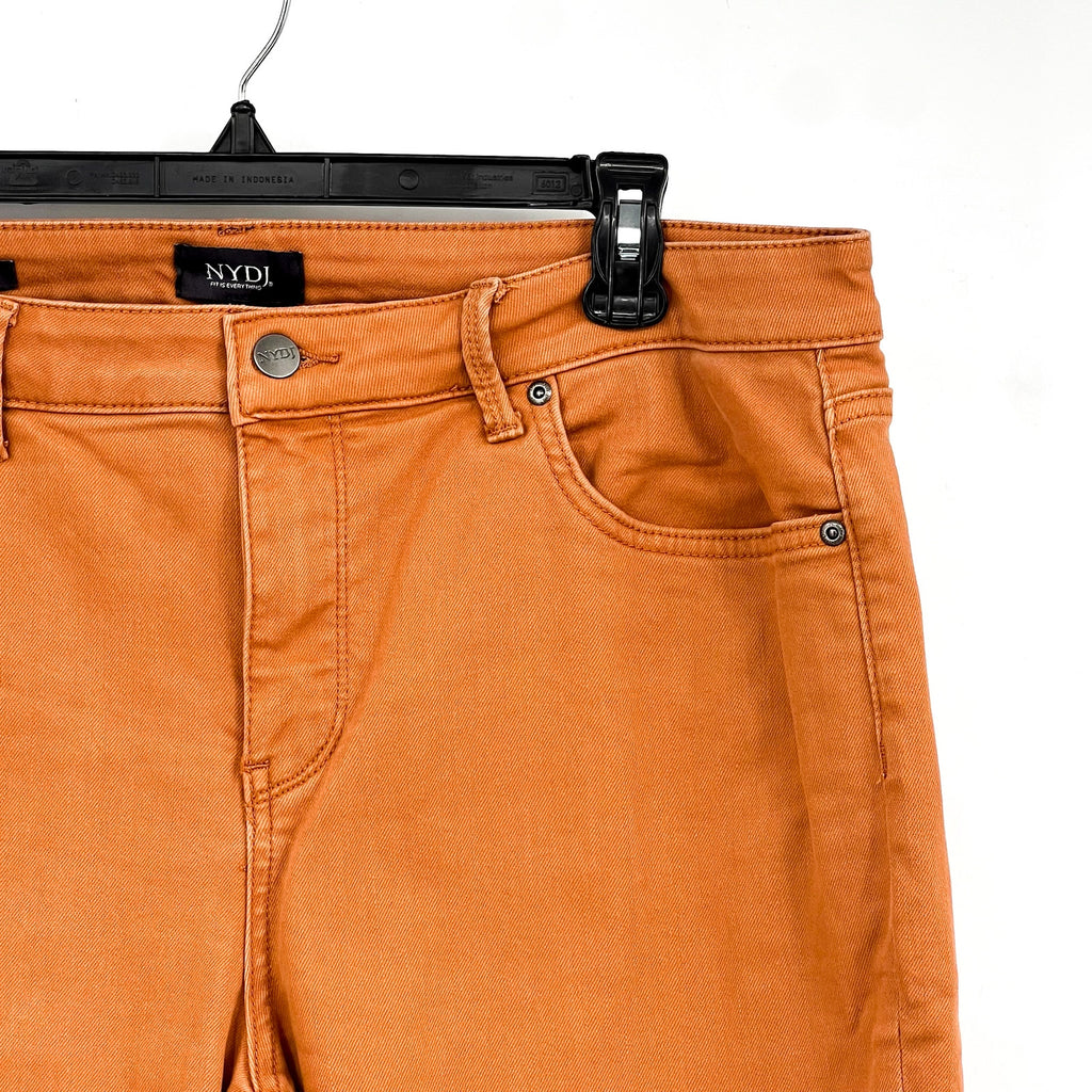 NYDJ Womens Margot Girlfriend Jeans Size 14 PETITE Rust Brown NWOT