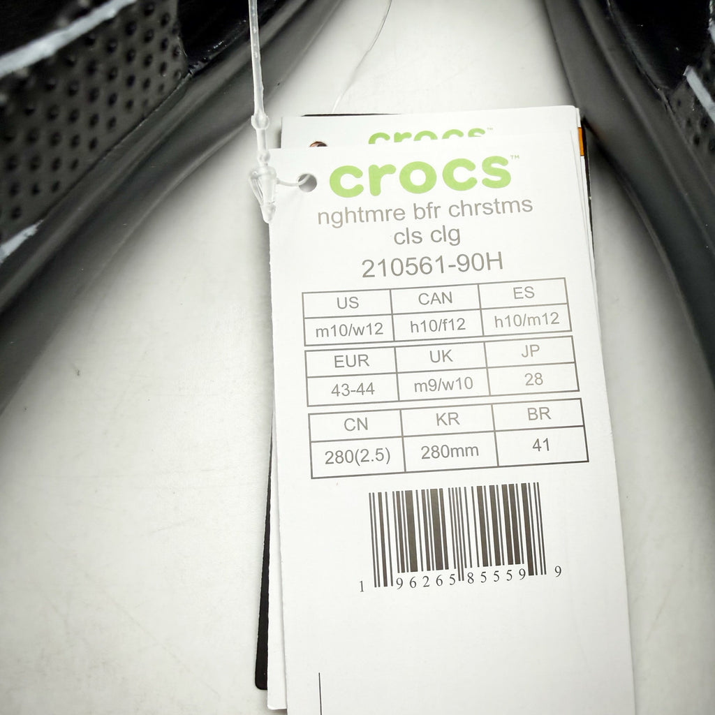 Crocs Classic Clog Mens 10 Jack Skellington Nightmare Before Christmas Black NWT