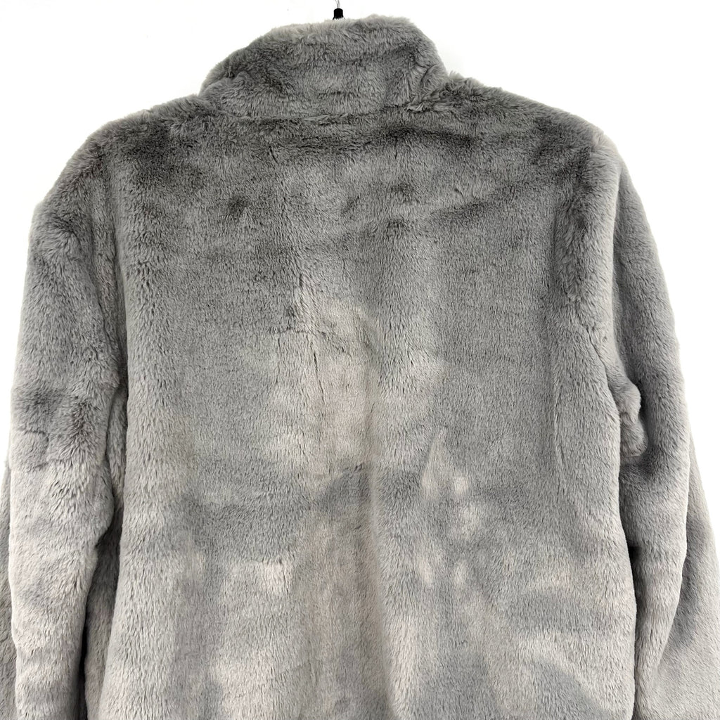 Sanctuary Womens Lux Faux Fur Short Coat Large Light Grey NWT