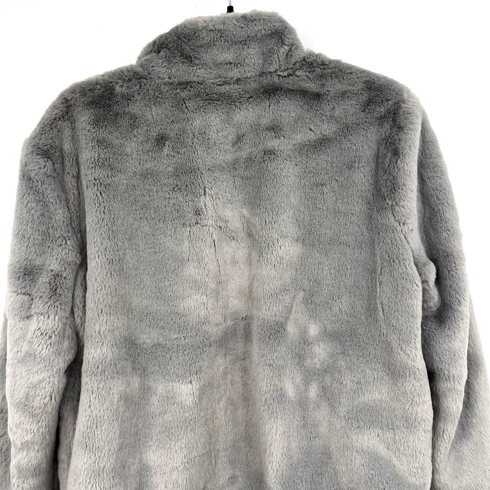 Sanctuary Womens Lux Faux Fur Short Coat Large Light Grey NWT