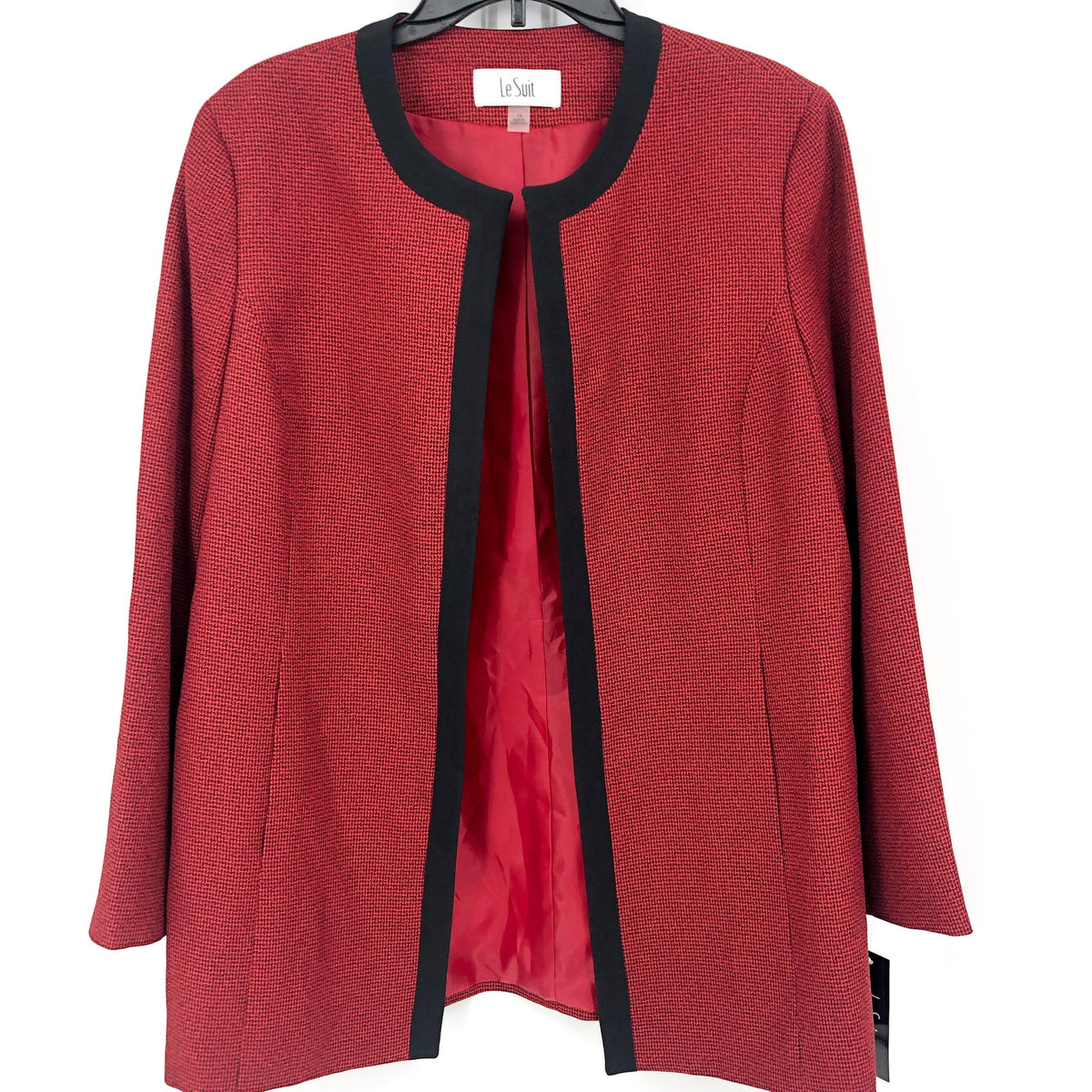 LE SUIT Mid-Length Suit Blazer Size 14 Fire Red Open Front NWT