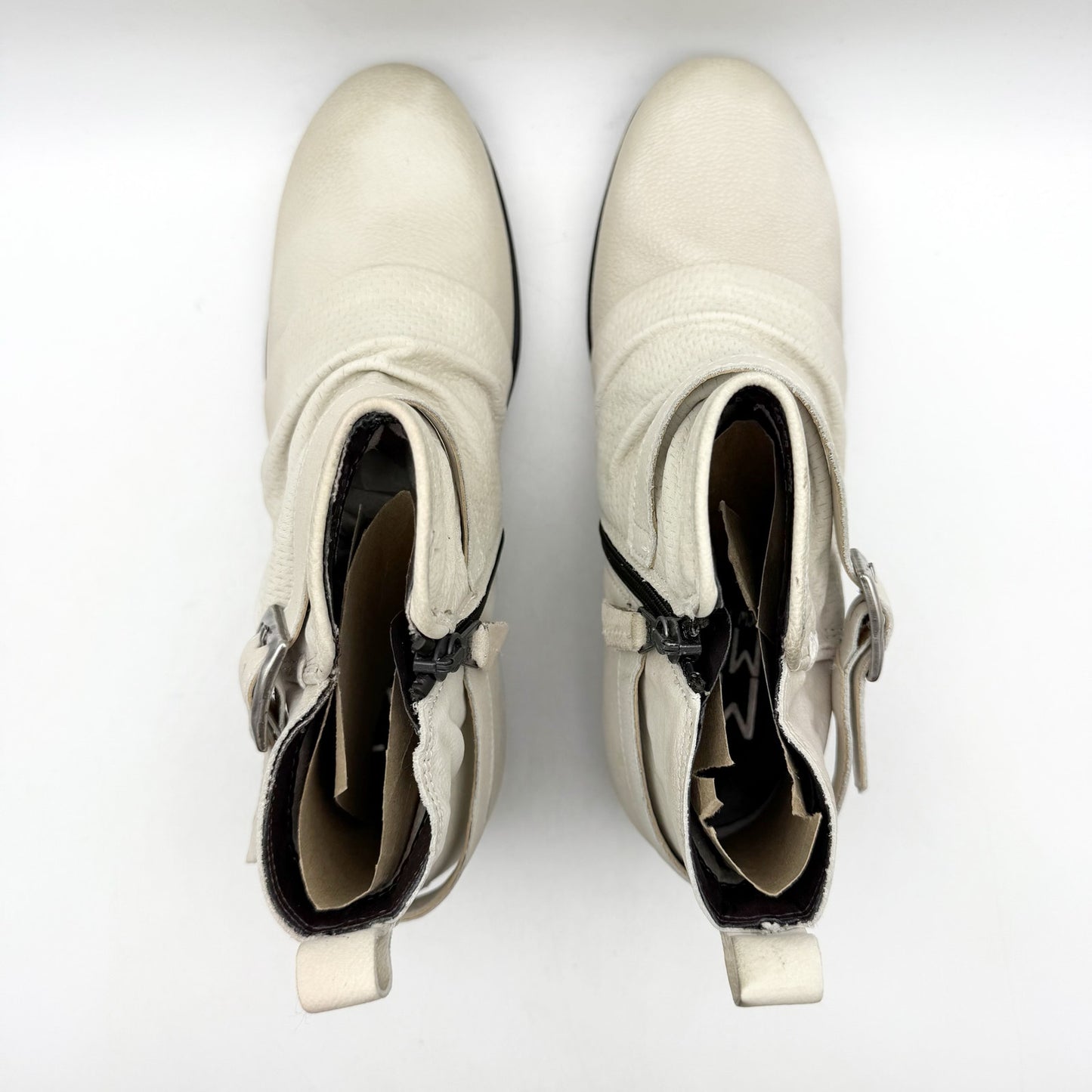 Miz Mooz Womens Suzy Ankle Bootie EU 38 US 7.5-8 Cream Leather NIB