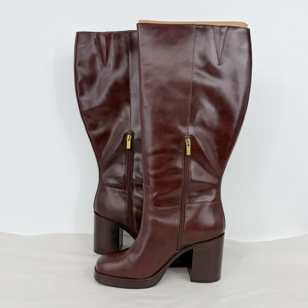 Vince Camuto Womens Gibi Knee High Boots US 12 Wide XWCalf Mahogany Leather NWOB