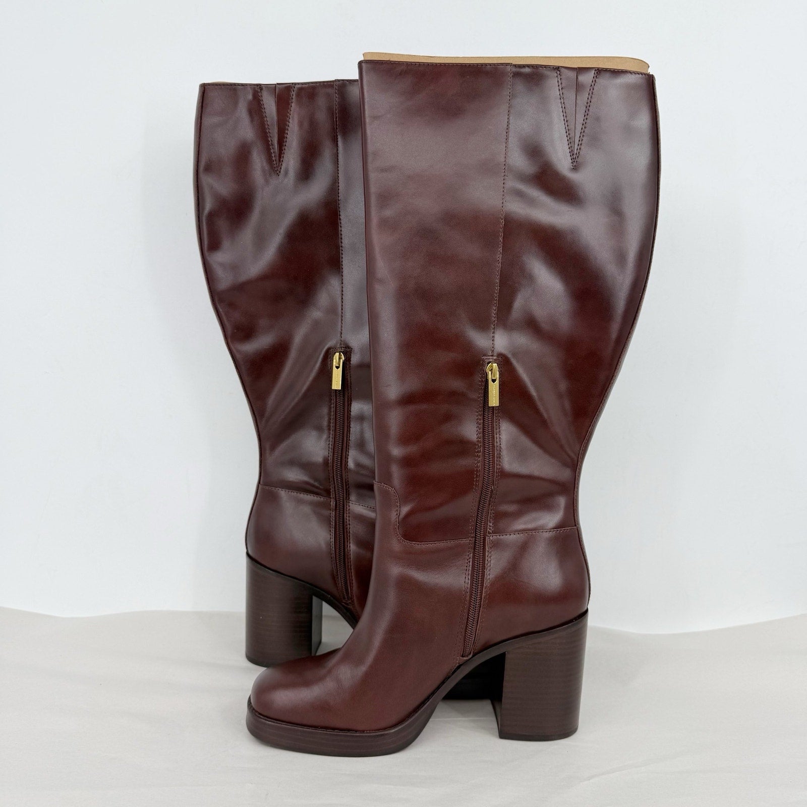 Vince Camuto Womens Gibi Knee High Boots US 12 Wide XWCalf Mahogany Leather NWOB